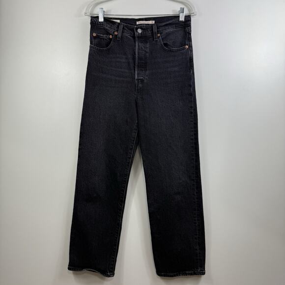 Levi’s Premium Ribcage Straight Ankle Charcoal Jeans Size 28 Buttonfly High Rise - Picture 10 of 12